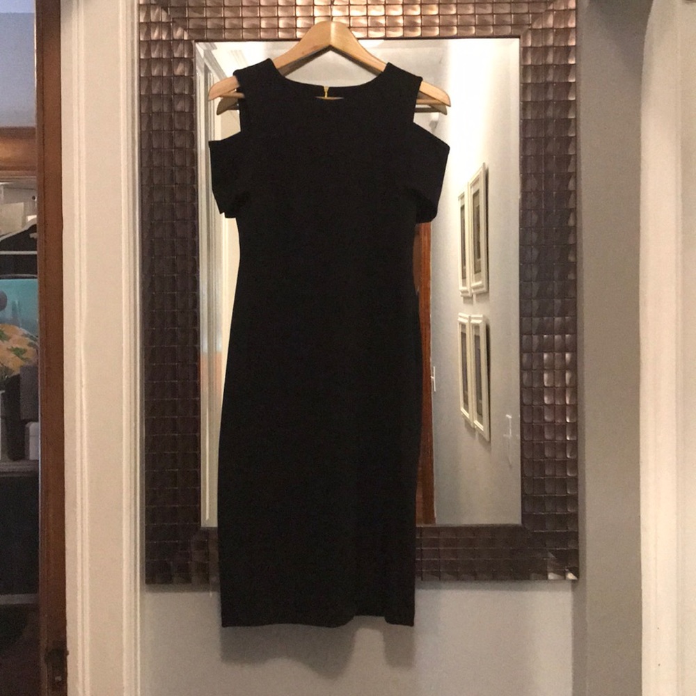 Calvin Klein black, shoulder cutout dress